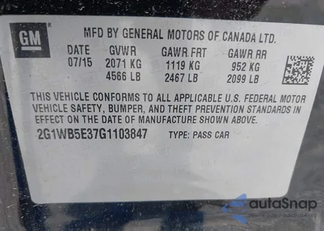 2016 Chevrolet Impala Limited Lt from USA, damaged, VIN 2G1WB5E37G1103847